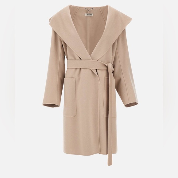 NWT ‘S Max Mara ‘Priscilla’ Sand Midi Wrap 100% Virgin Wool Coat Size: M/L Fall - Picture 5 of 9